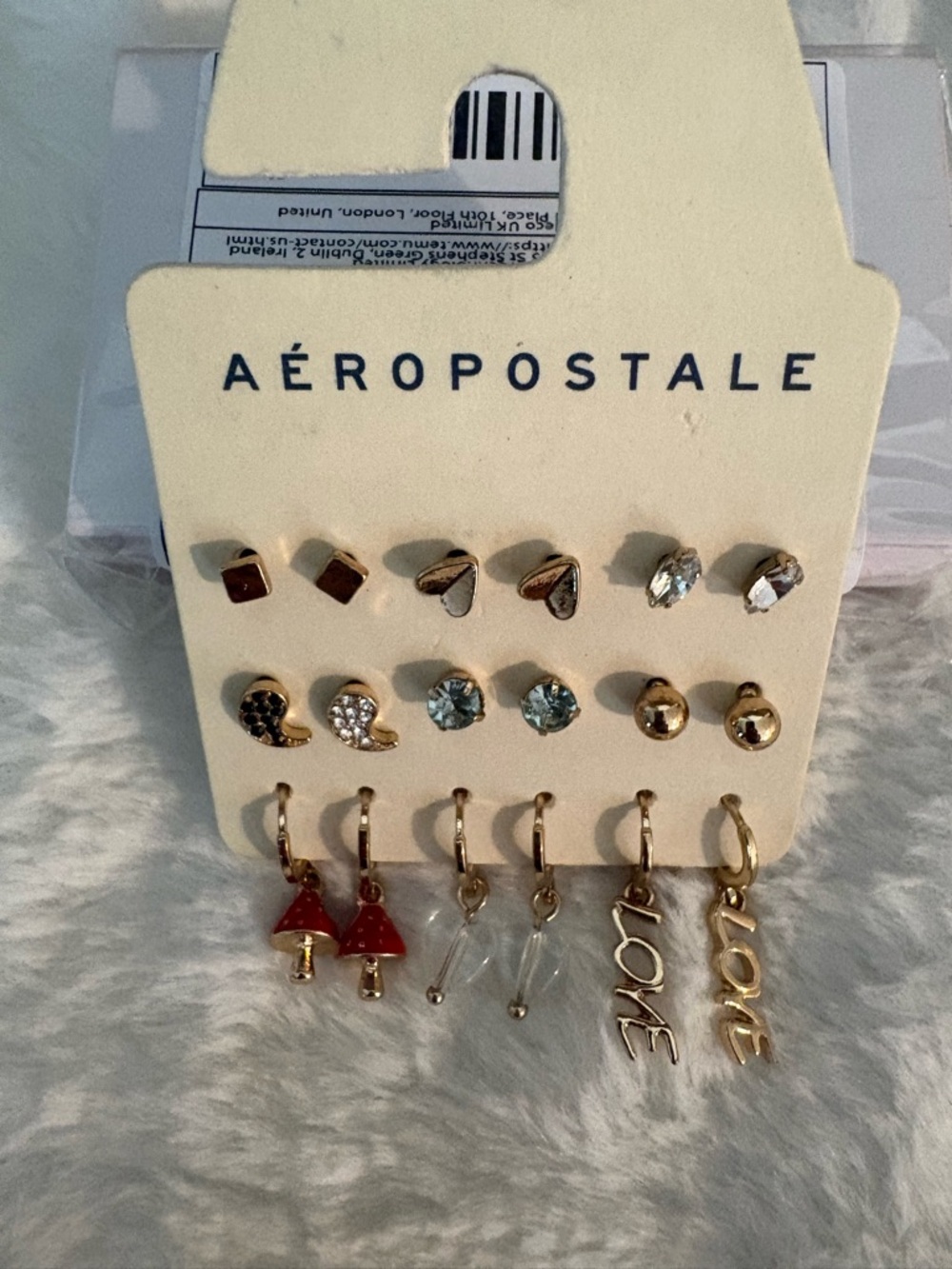 Aeropostale Gold Tone Mixed Stud and Hoop Earring Set - Picture 2 of 3